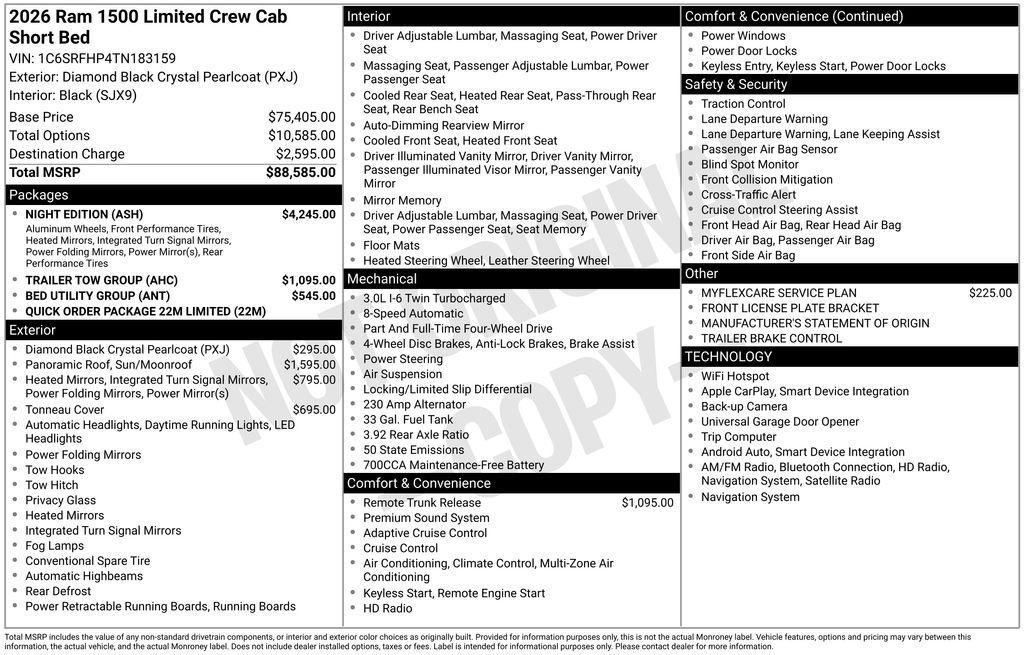 new 2026 Ram 1500 car, priced at $84,199