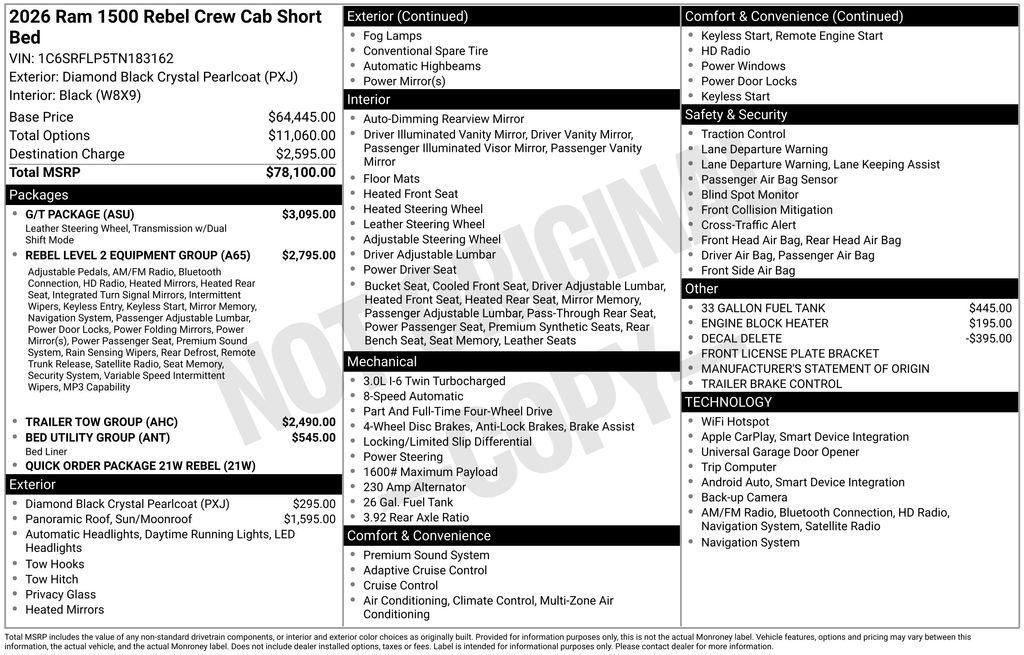 new 2026 Ram 1500 car, priced at $67,984