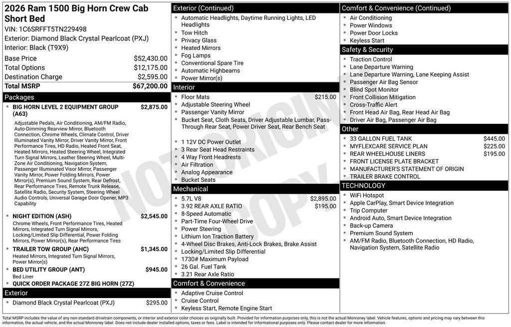 new 2026 Ram 1500 car, priced at $56,769
