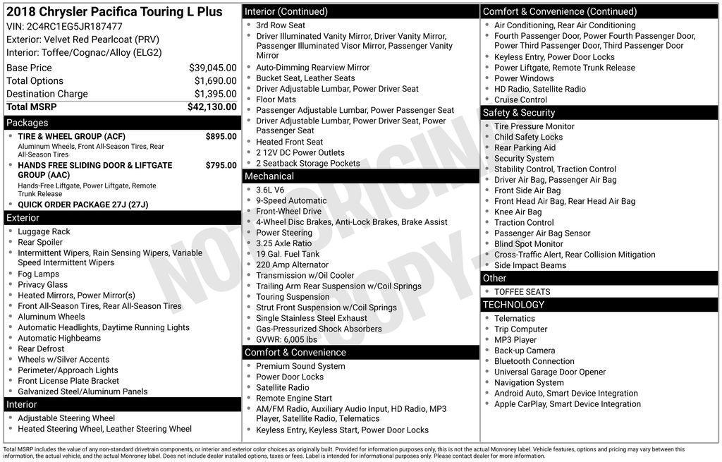 used 2018 Chrysler Pacifica car, priced at $15,872