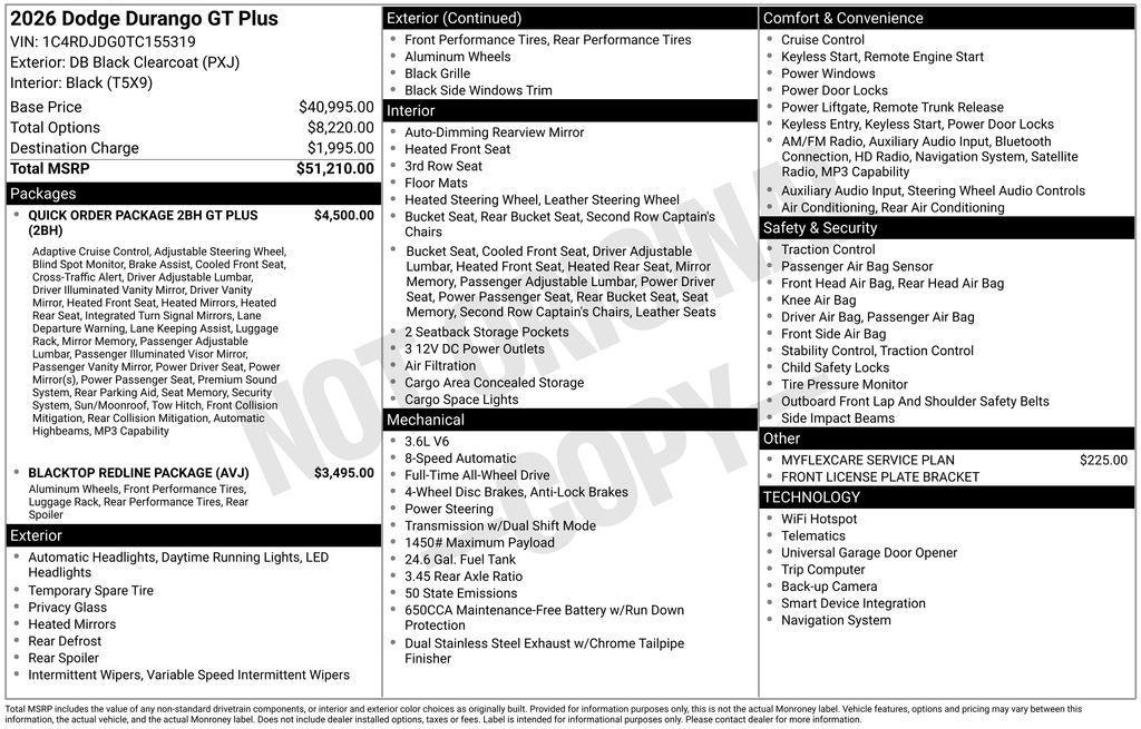 new 2026 Dodge Durango car, priced at $45,146