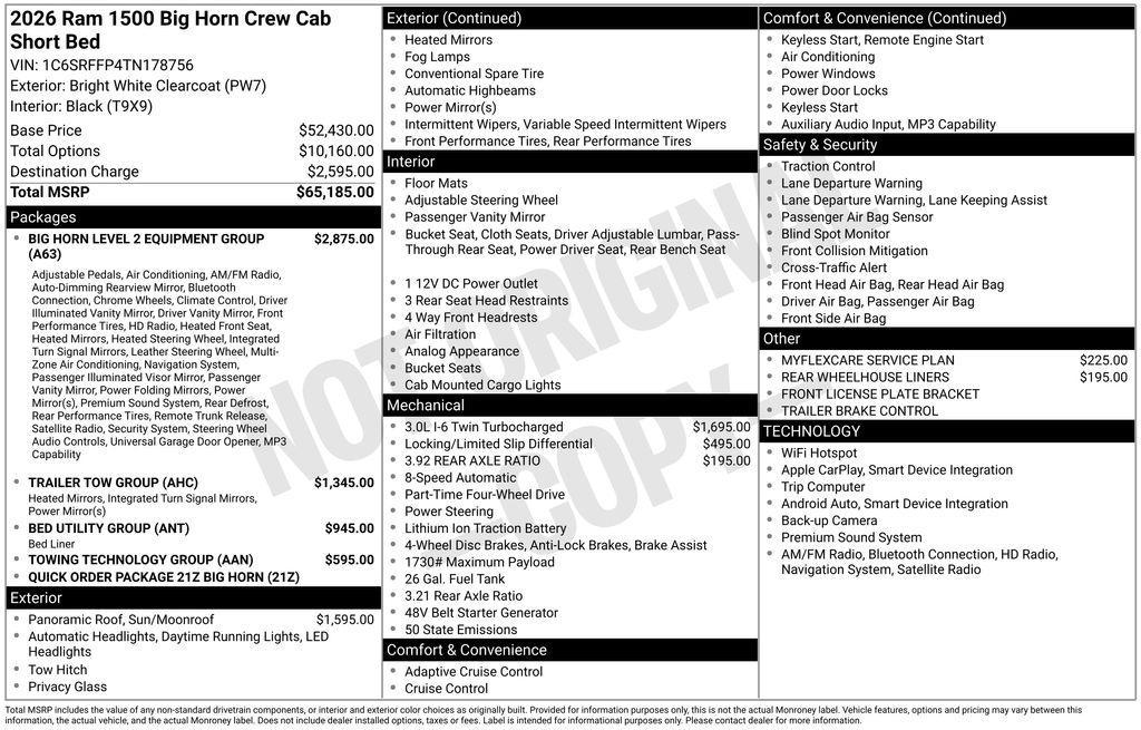 new 2026 Ram 1500 car, priced at $54,571
