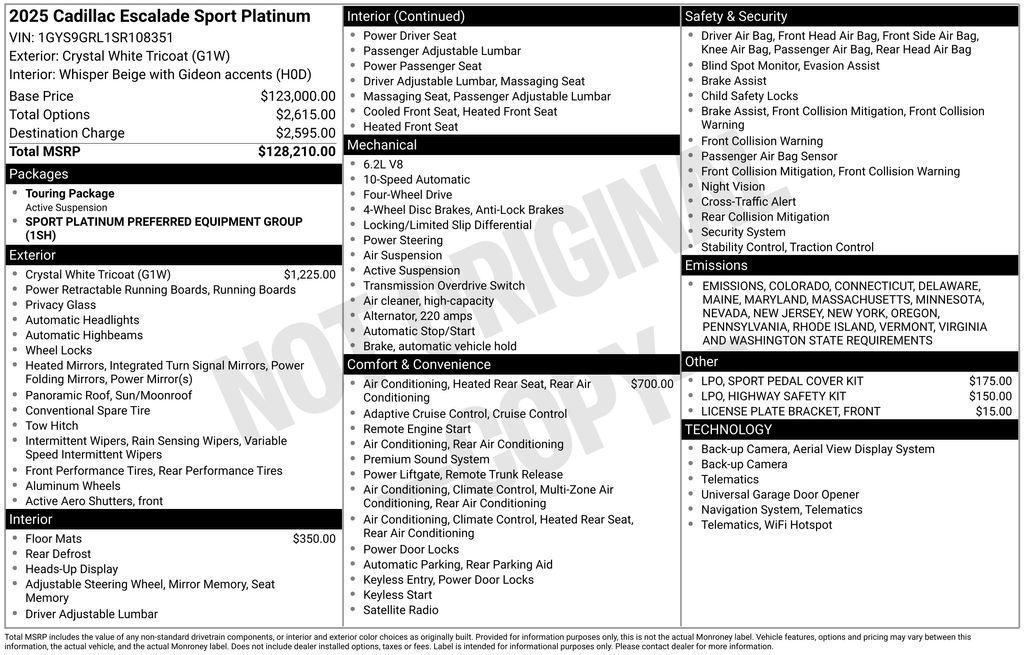 used 2025 Cadillac Escalade car, priced at $115,999