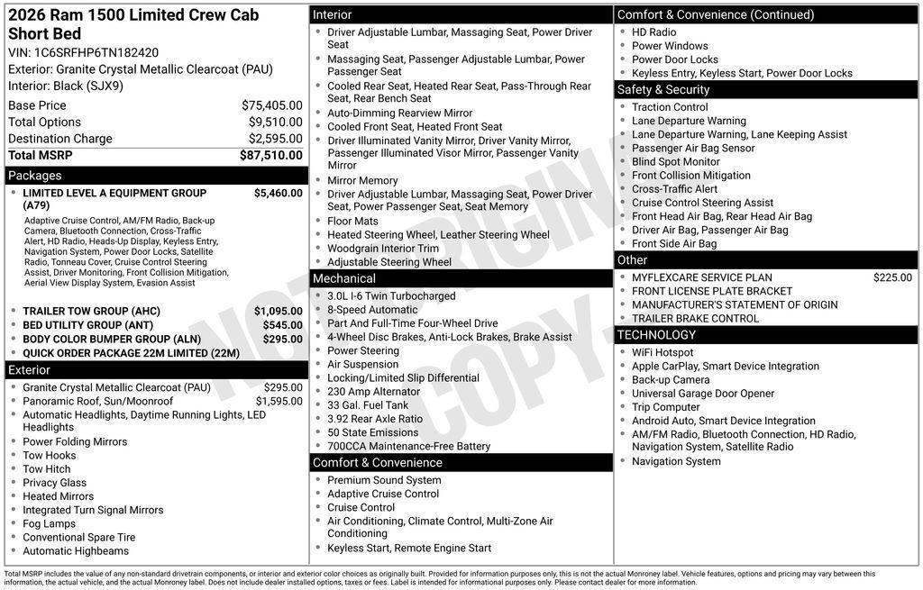new 2026 Ram 1500 car, priced at $78,141