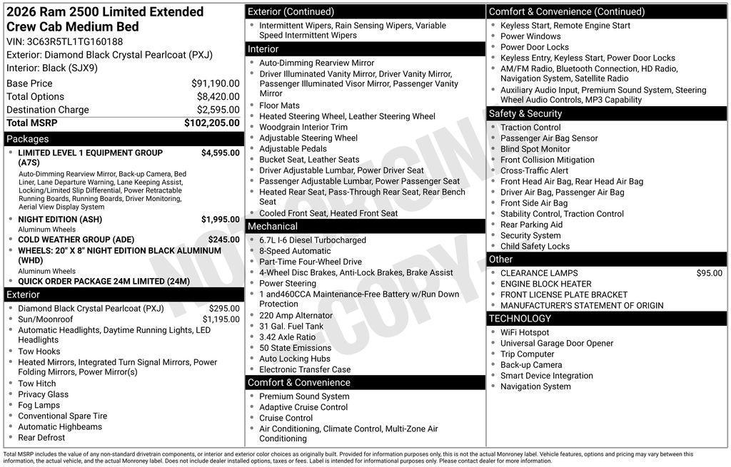 new 2026 Ram 2500 car, priced at $90,071
