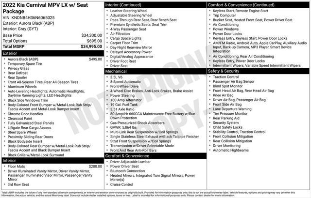 used 2022 Kia Carnival car, priced at $24,990
