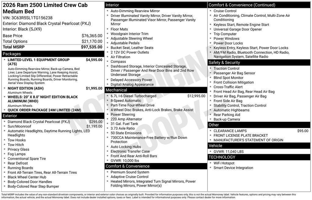 new 2026 Ram 2500 car, priced at $88,500