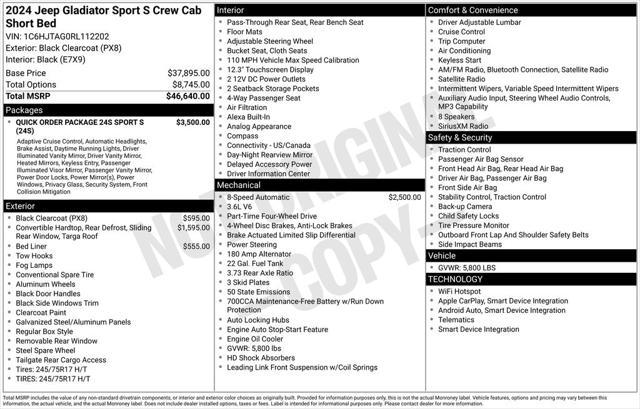 used 2024 Jeep Gladiator car, priced at $39,850
