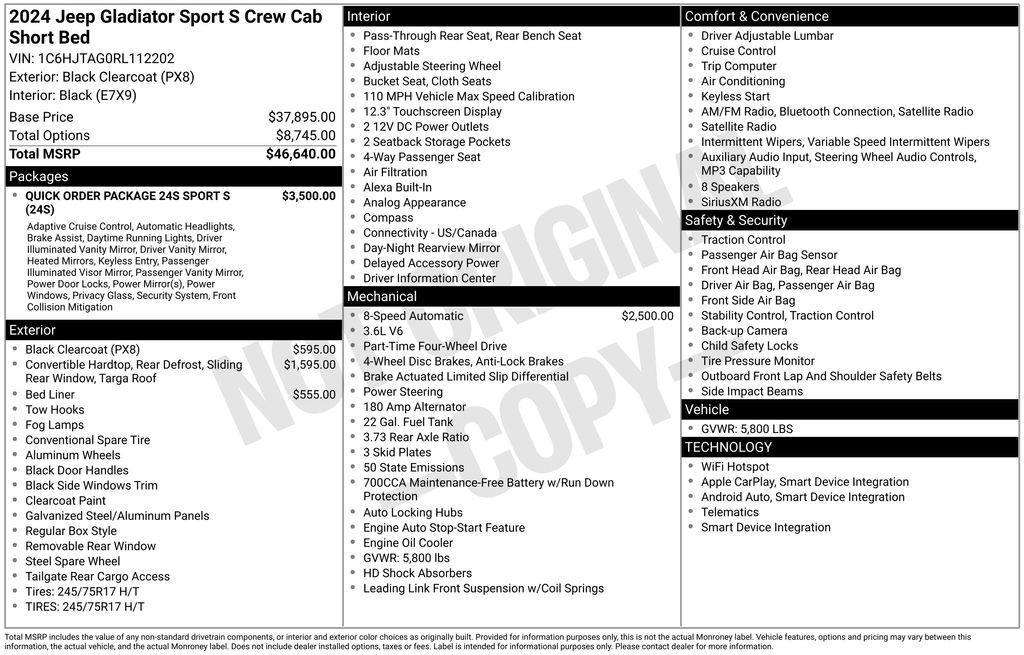 used 2024 Jeep Gladiator car, priced at $36,730