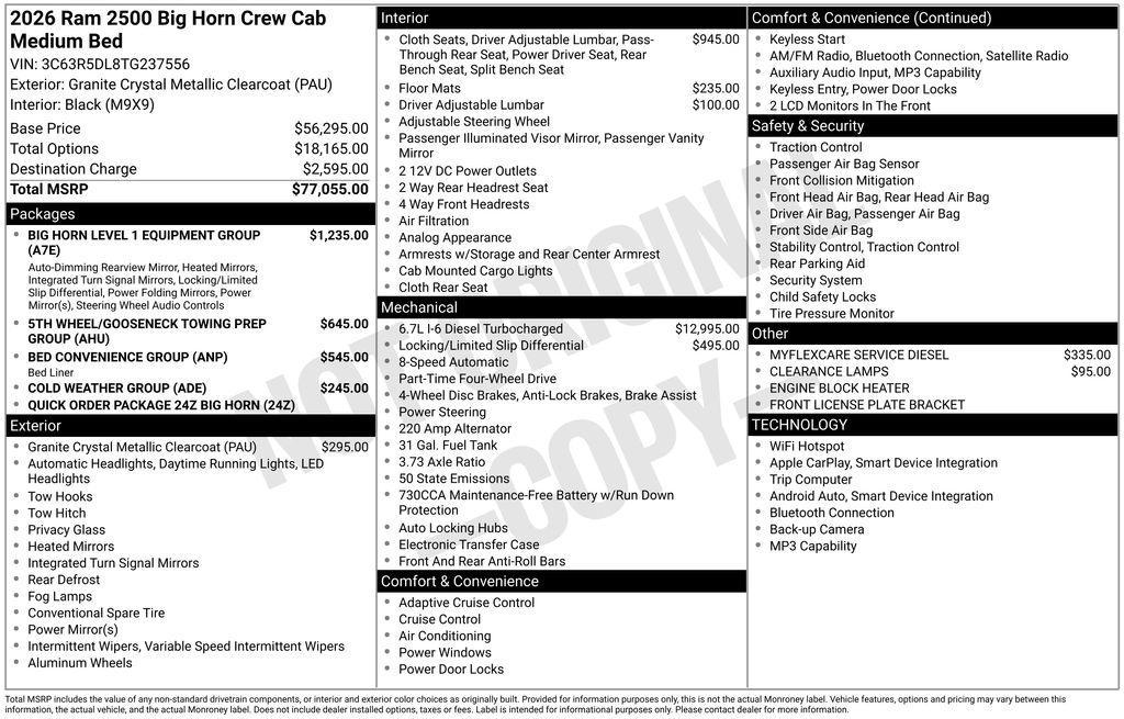 new 2026 Ram 2500 car, priced at $66,964