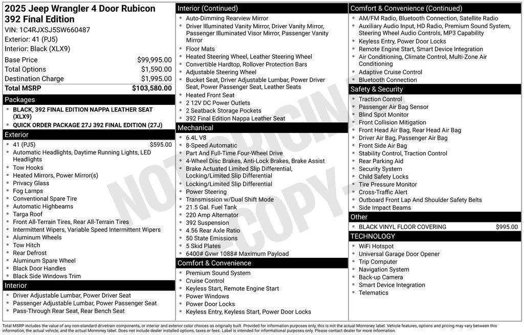 new 2025 Jeep Wrangler car, priced at $93,222