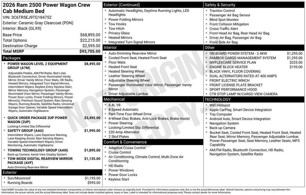 new 2026 Ram 2500 car, priced at $81,526
