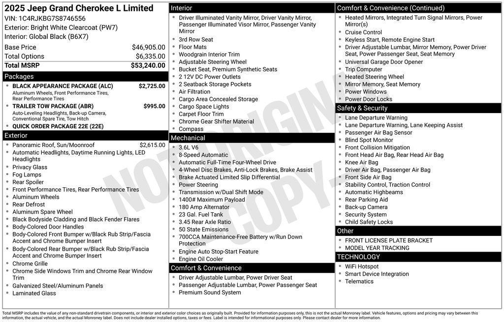 new 2025 Jeep Grand Cherokee L car, priced at $45,600