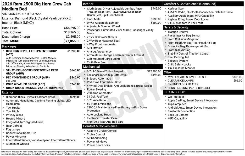 new 2026 Ram 2500 car, priced at $66,964