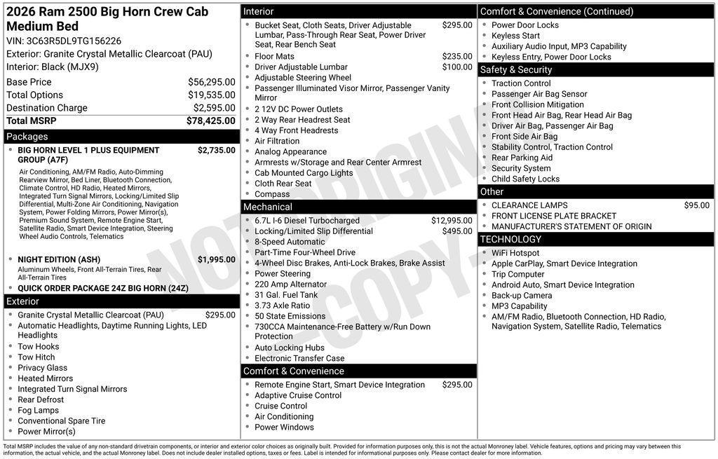 new 2026 Ram 2500 car, priced at $67,513