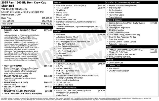 new 2025 Ram 1500 car, priced at $50,700