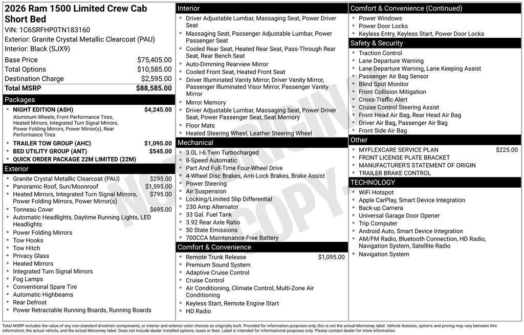 new 2026 Ram 1500 car, priced at $84,199