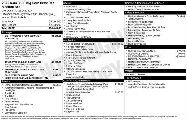 new 2025 Ram 3500 car, priced at $63,900