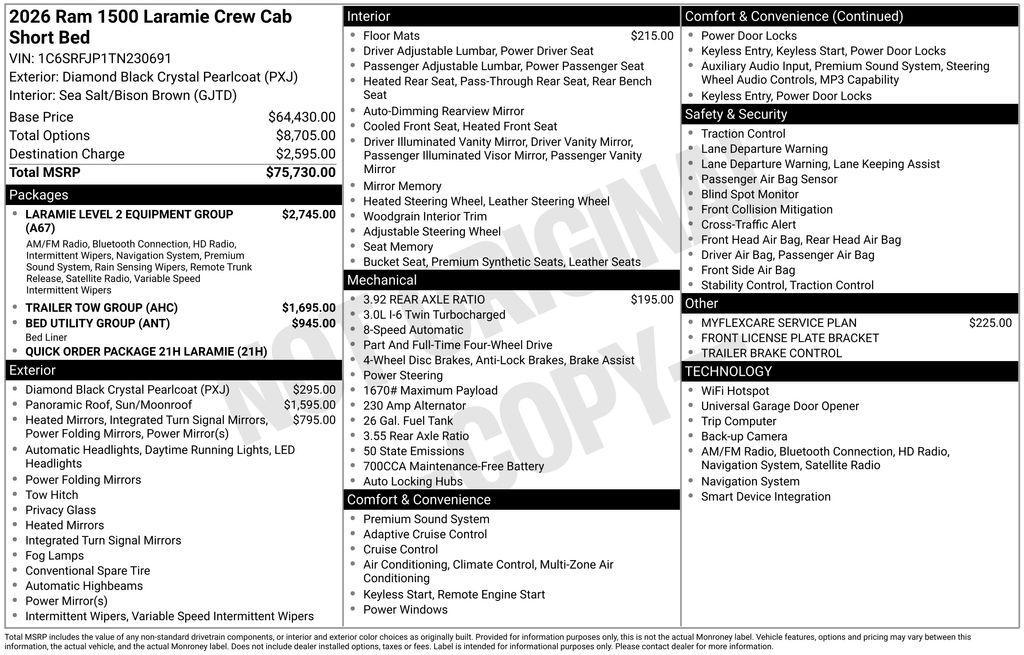 new 2026 Ram 1500 car, priced at $65,440