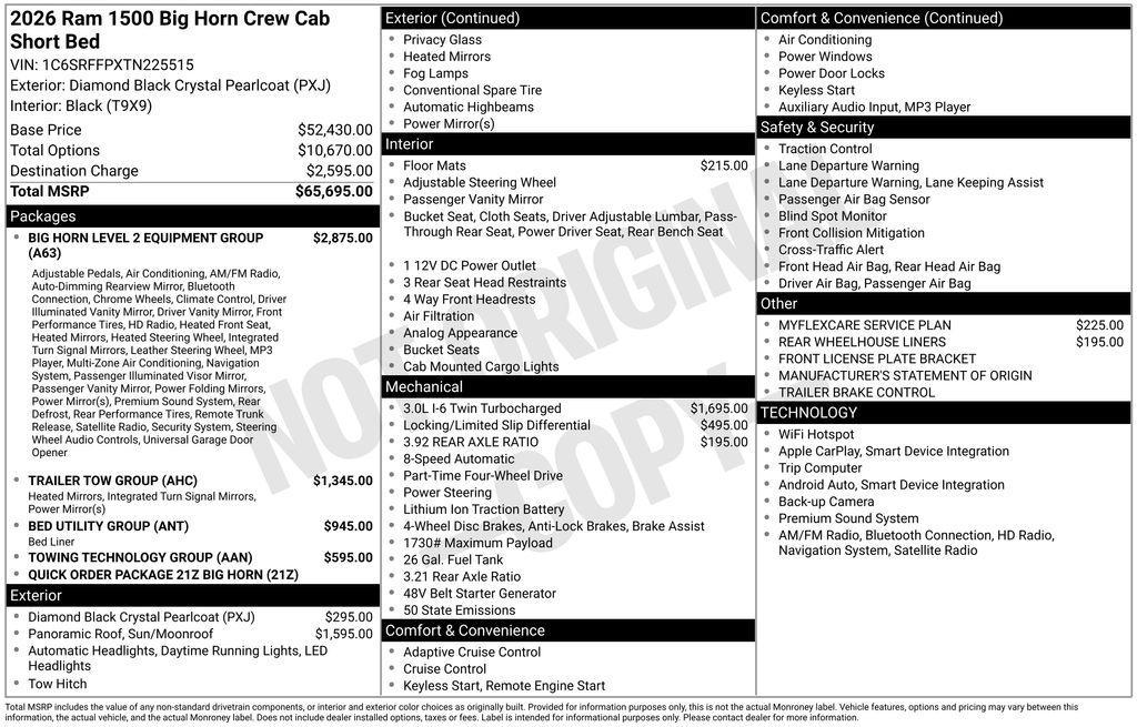 new 2026 Ram 1500 car, priced at $55,020