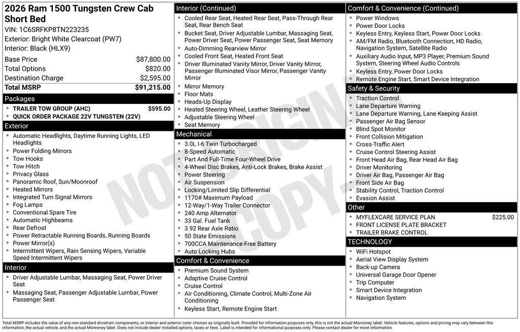 new 2026 Ram 1500 car, priced at $83,500