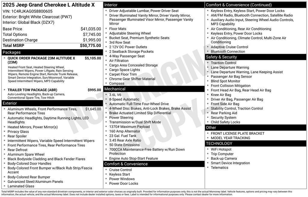 new 2025 Jeep Grand Cherokee L car, priced at $42,710