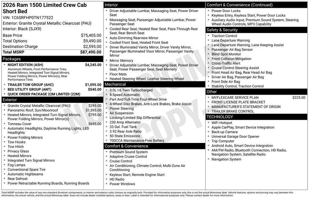 new 2026 Ram 1500 car, priced at $83,192