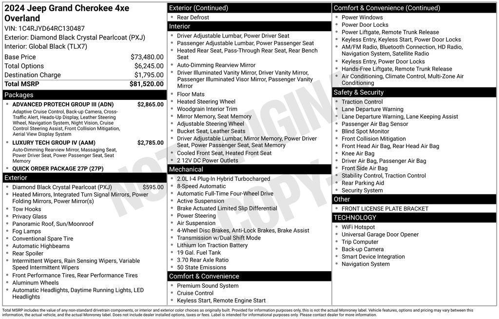 new 2024 Jeep Grand Cherokee 4xe car, priced at $66,250