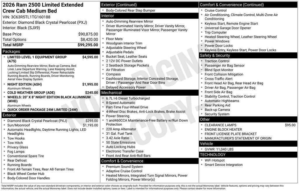 new 2026 Ram 2500 car, priced at $88,500