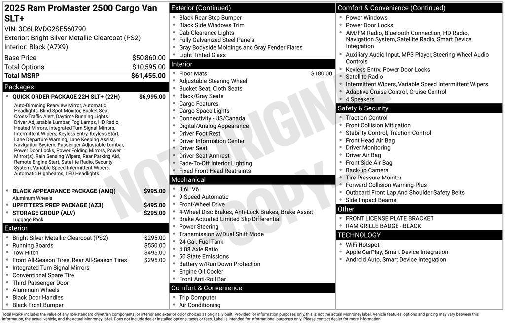 new 2025 Ram ProMaster 2500 car, priced at $51,900