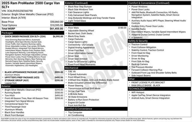 new 2025 Ram ProMaster 2500 car, priced at $50,900