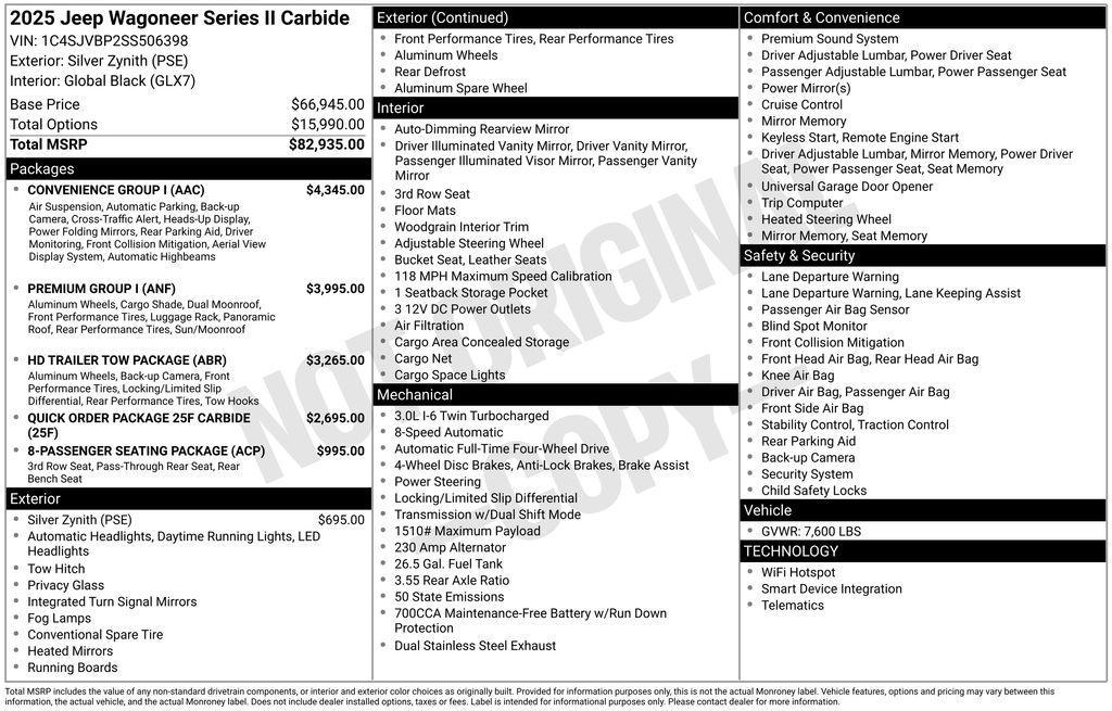 new 2025 Jeep Wagoneer car, priced at $72,500