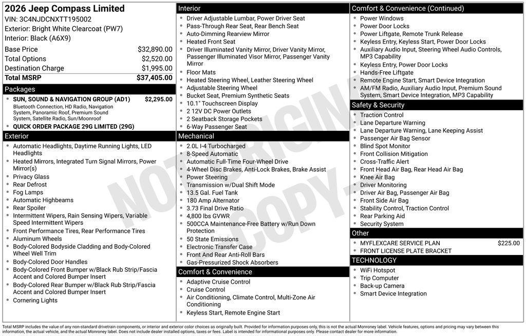 new 2026 Jeep Compass car, priced at $32,665