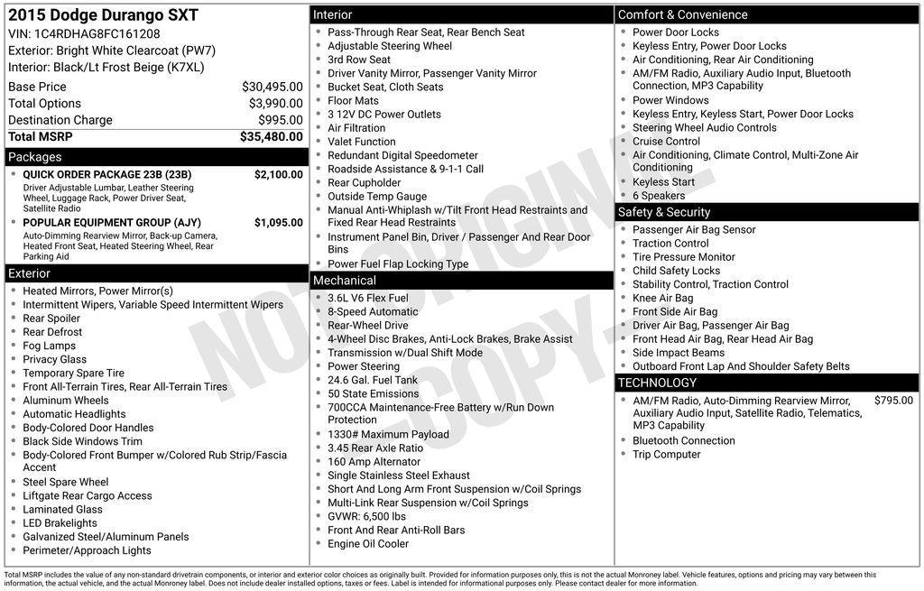 used 2015 Dodge Durango car, priced at $10,995