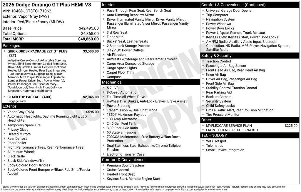 new 2026 Dodge Durango car, priced at $43,735