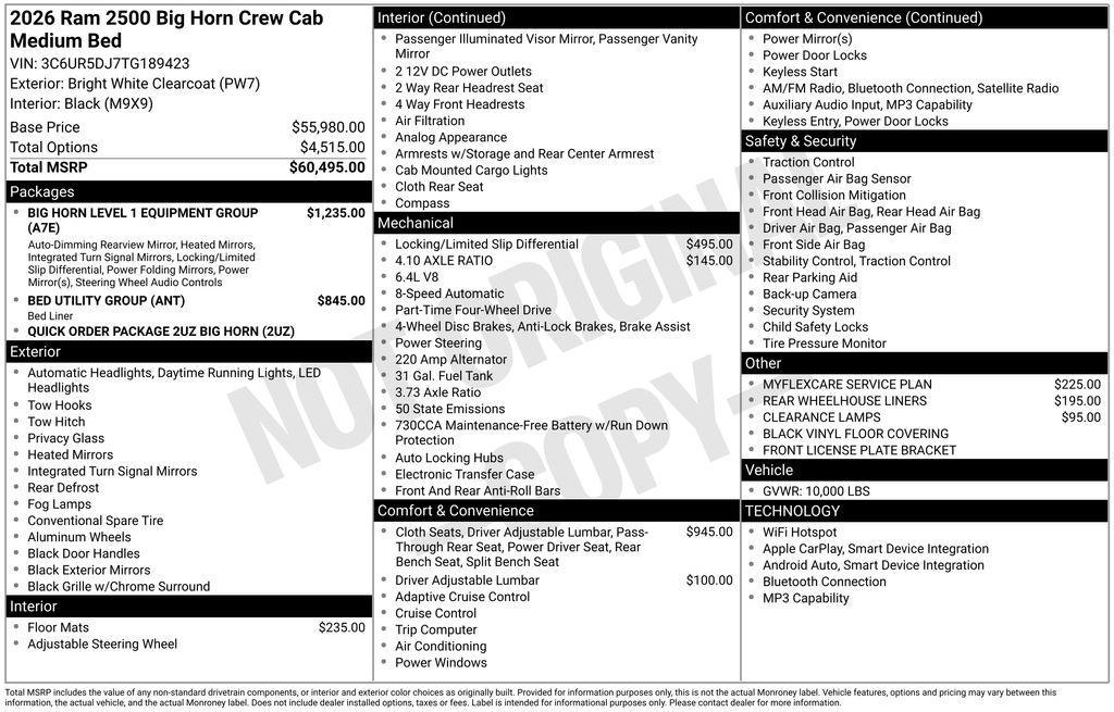 new 2026 Ram 2500 car, priced at $51,500