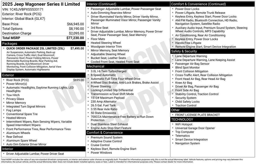 new 2025 Jeep Wagoneer car, priced at $68,735
