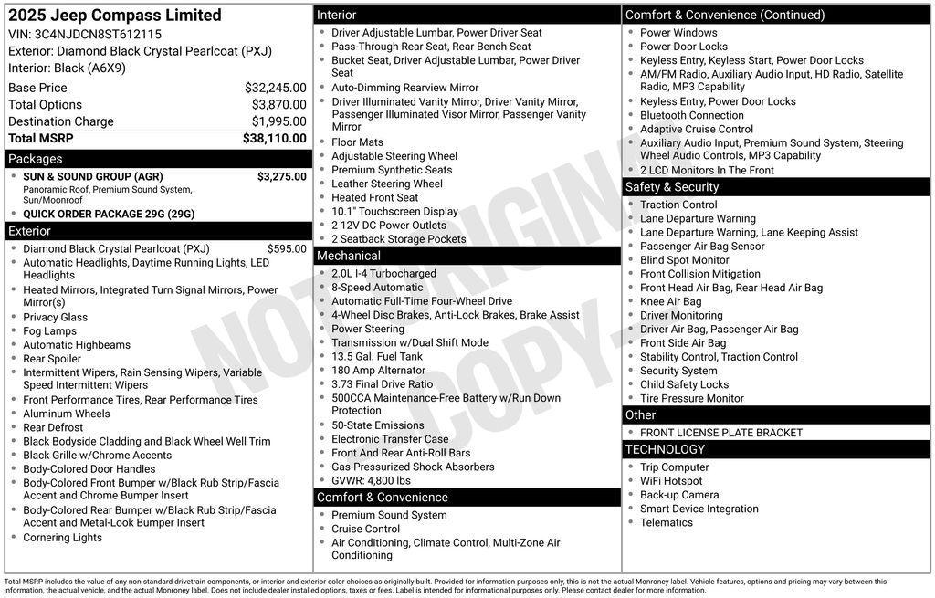 new 2025 Jeep Compass car, priced at $30,688