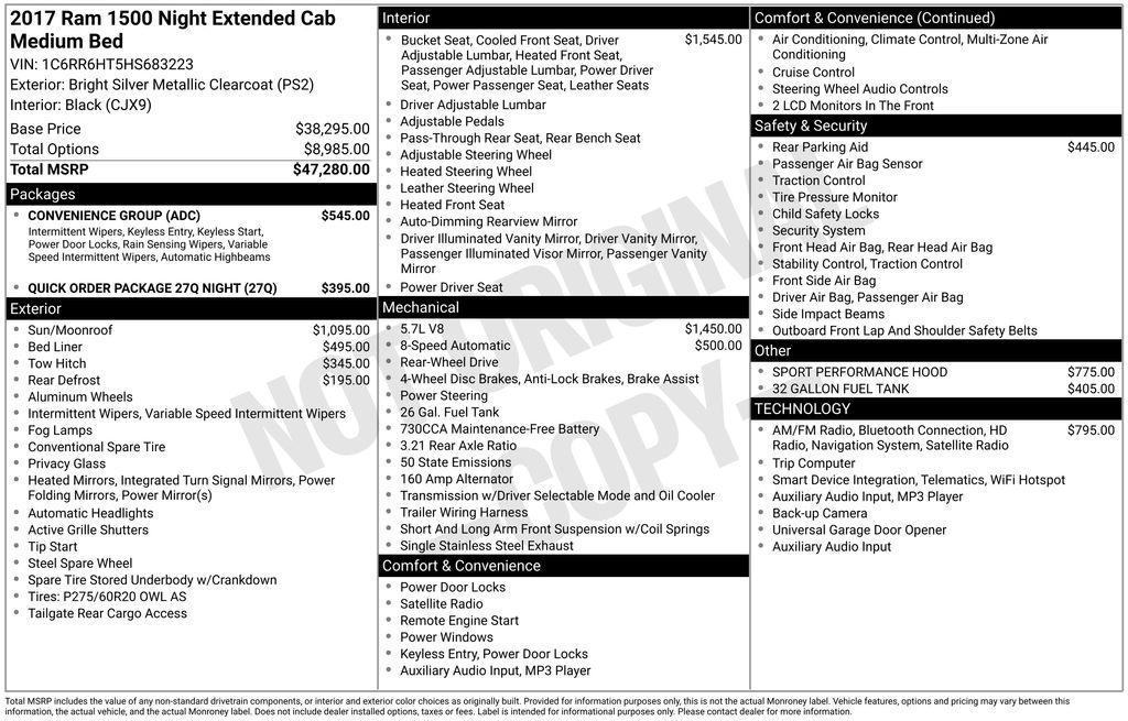 used 2017 Ram 1500 car, priced at $20,493