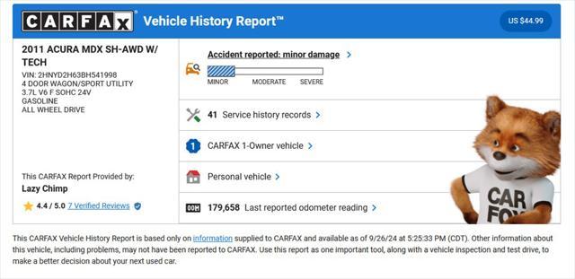used 2011 Acura MDX car, priced at $6,850