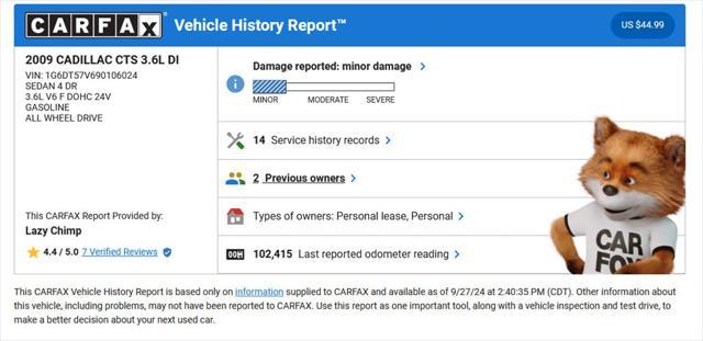 used 2009 Cadillac CTS car, priced at $7,700