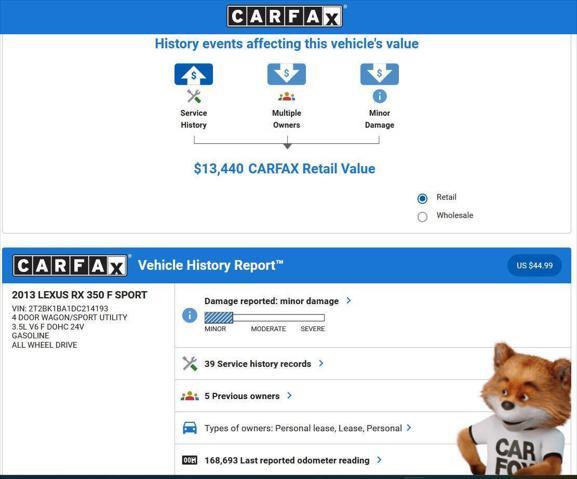 used 2013 Lexus RX 350 car, priced at $12,995