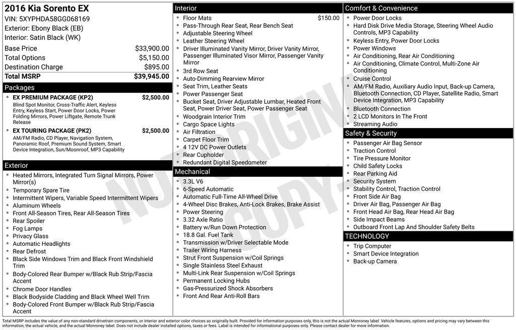 used 2016 Kia Sorento car, priced at $13,498