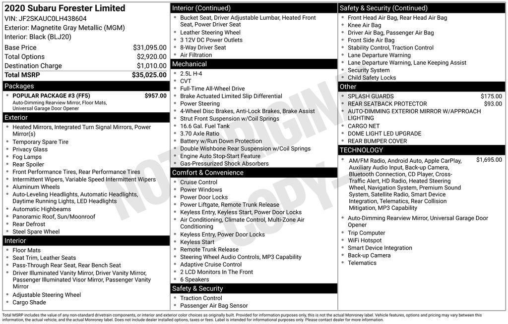 used 2020 Subaru Forester car, priced at $23,877