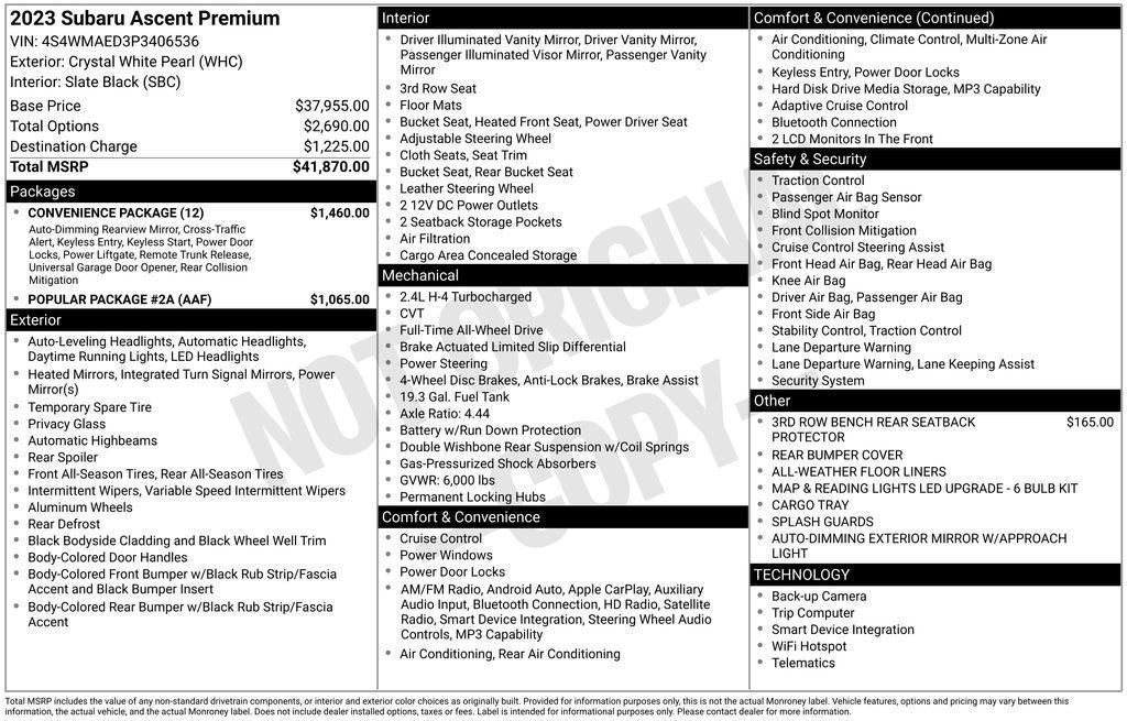 used 2023 Subaru Ascent car, priced at $28,498