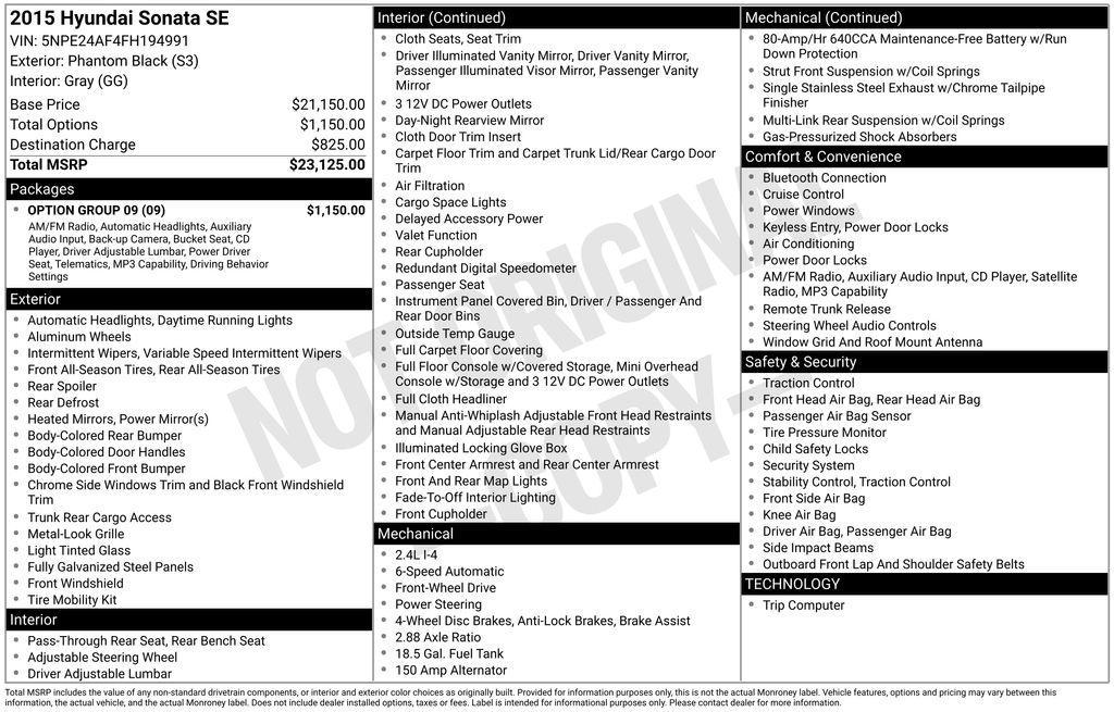 used 2015 Hyundai Sonata car, priced at $12,498