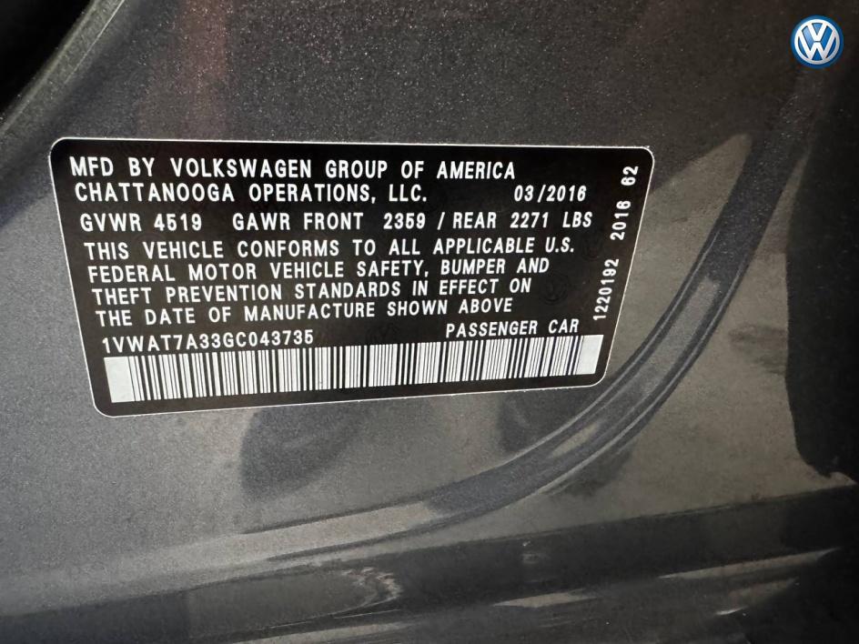 used 2016 Volkswagen Passat car, priced at $6,555