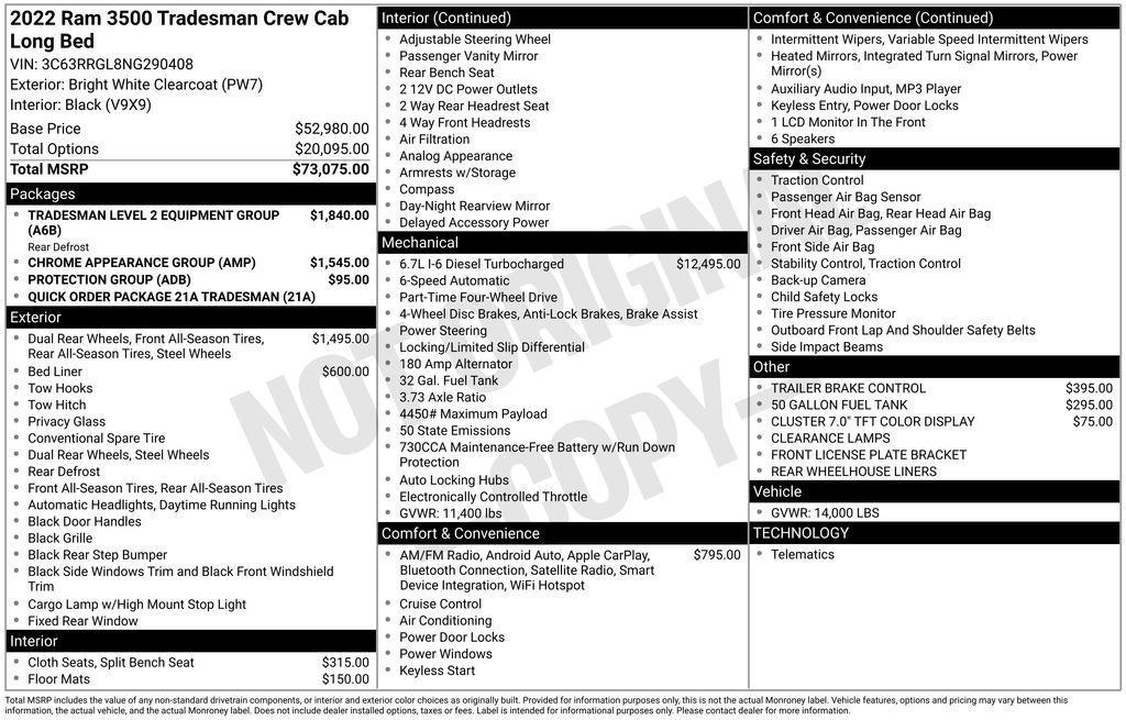 used 2022 Ram 3500 car, priced at $38,294