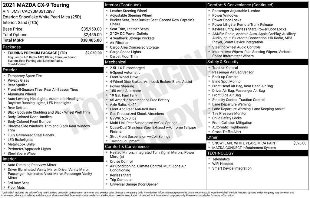 used 2021 Mazda CX-9 car, priced at $16,728