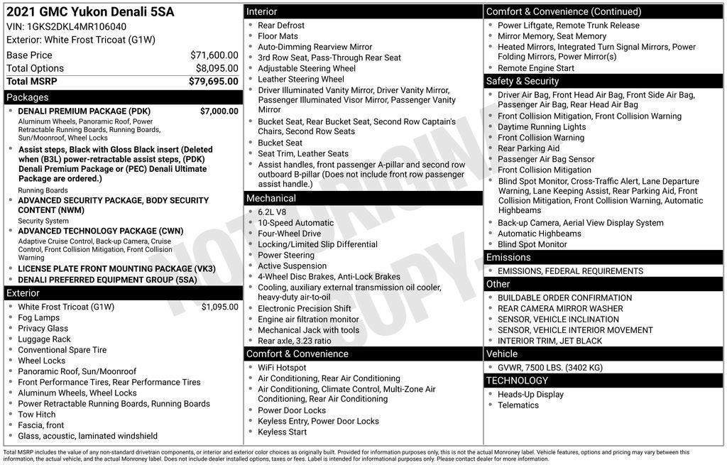 used 2021 GMC Yukon car, priced at $42,887